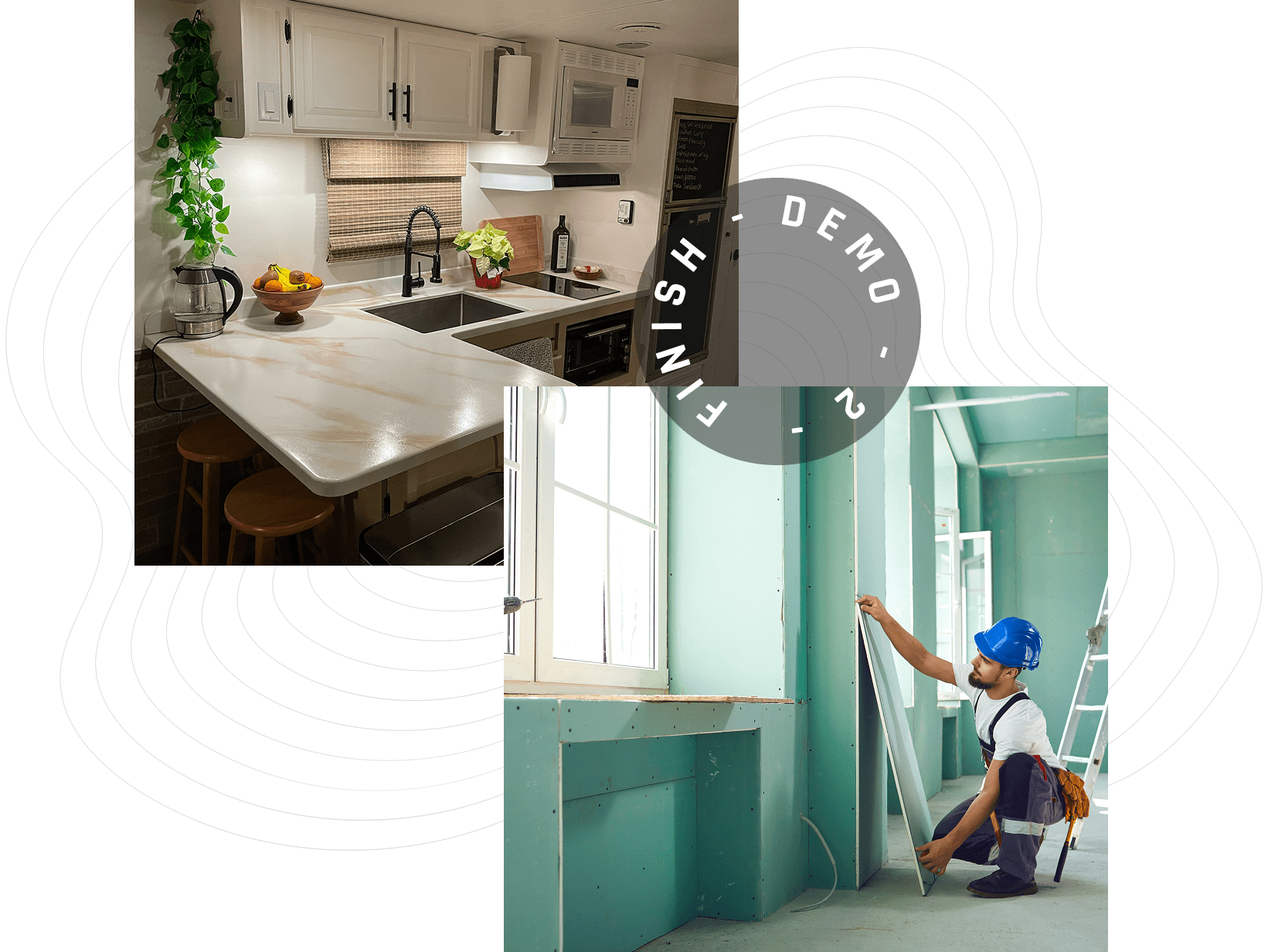 Kitchen renovation and construction in progress.